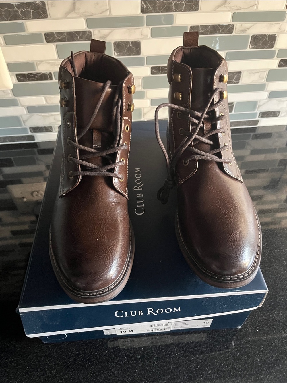 Club Room Dark Brown Men’s Lace-Up Leather Boots